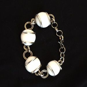 Silver and moonstone bracelet
